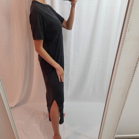 Nordstrom Classic Black Maxi Dress Crew neck short sleeve Minimalist Neutrals Mi - Picture 3 of 9